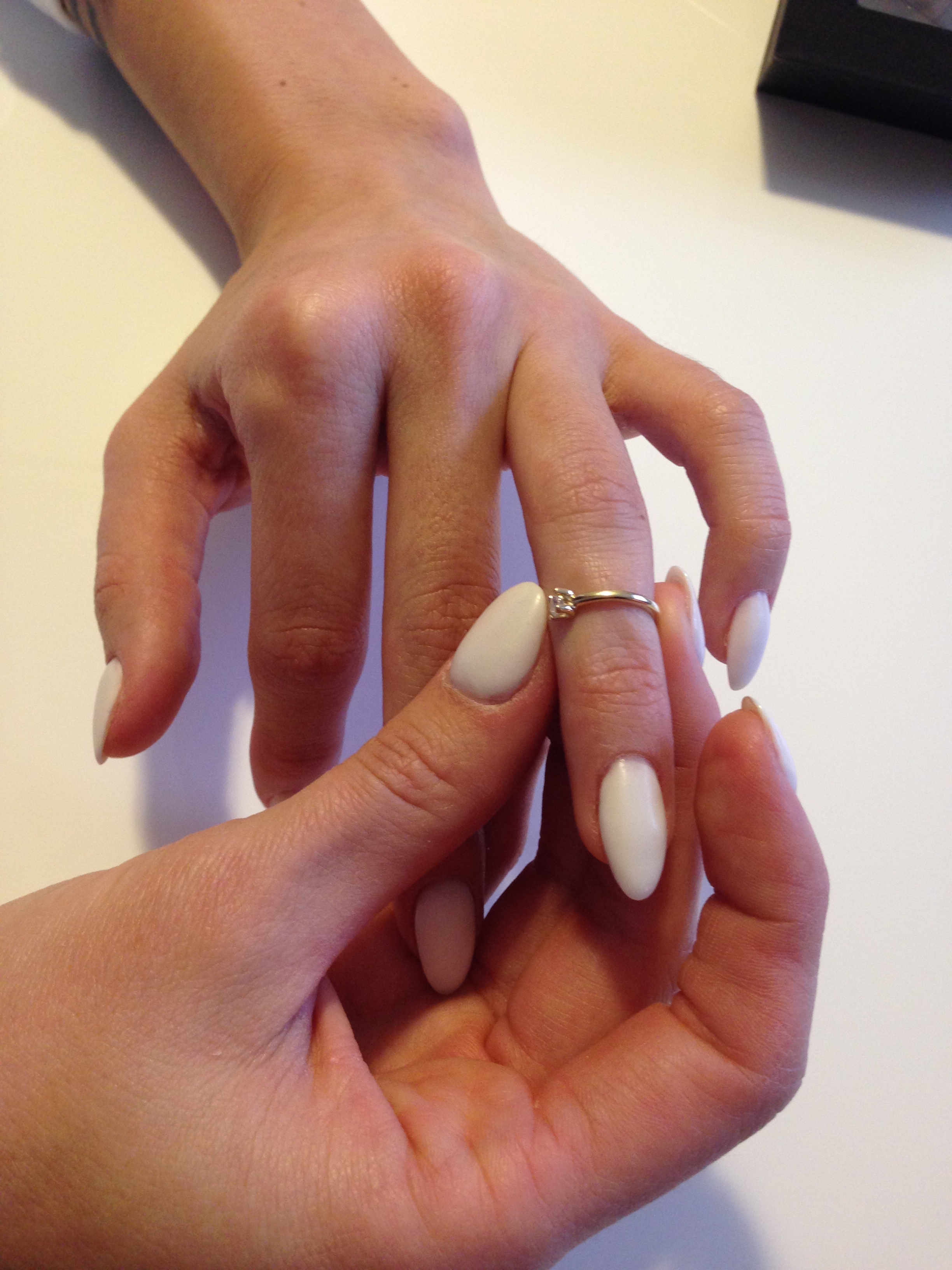 And push it until it is placed where you want the ring to be on your finger