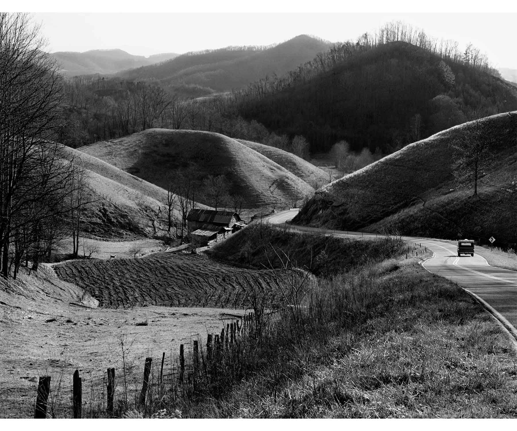 Rolling Hills and truck Madison County NC Appalachia Appalachian Tim Barnwell photography