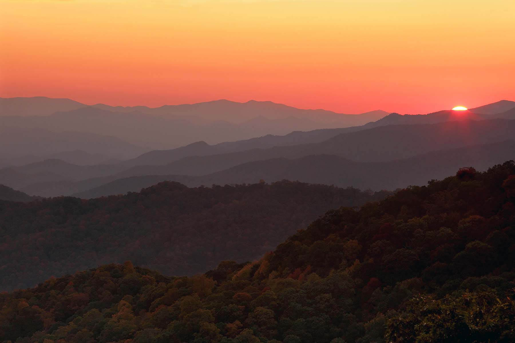 Great Smoky Mountains National Park Blue Ridge Parkway sunset Tim Barnwell photographer