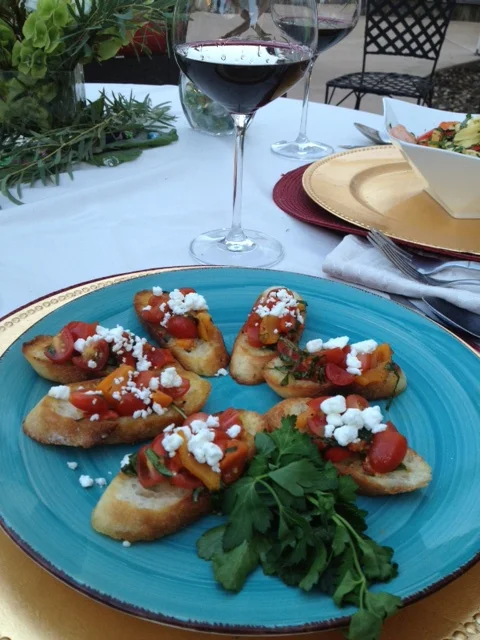 Bruschetta on Toast Points with Goat Cheese