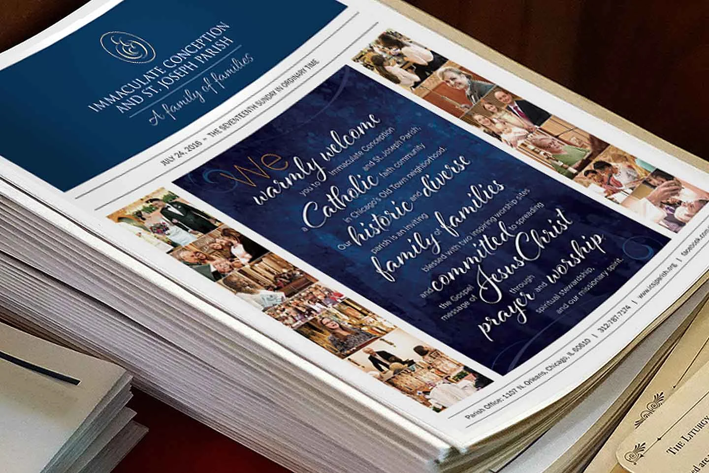 Consistent branding has been applied throughout the organization, from letterhead to weekly bulletins (above) and Annual Reports (below).