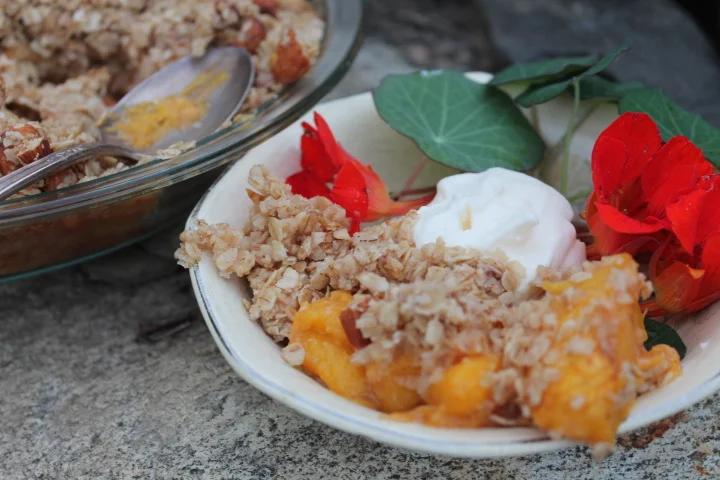 Gluten Free Maple Peach Crumble