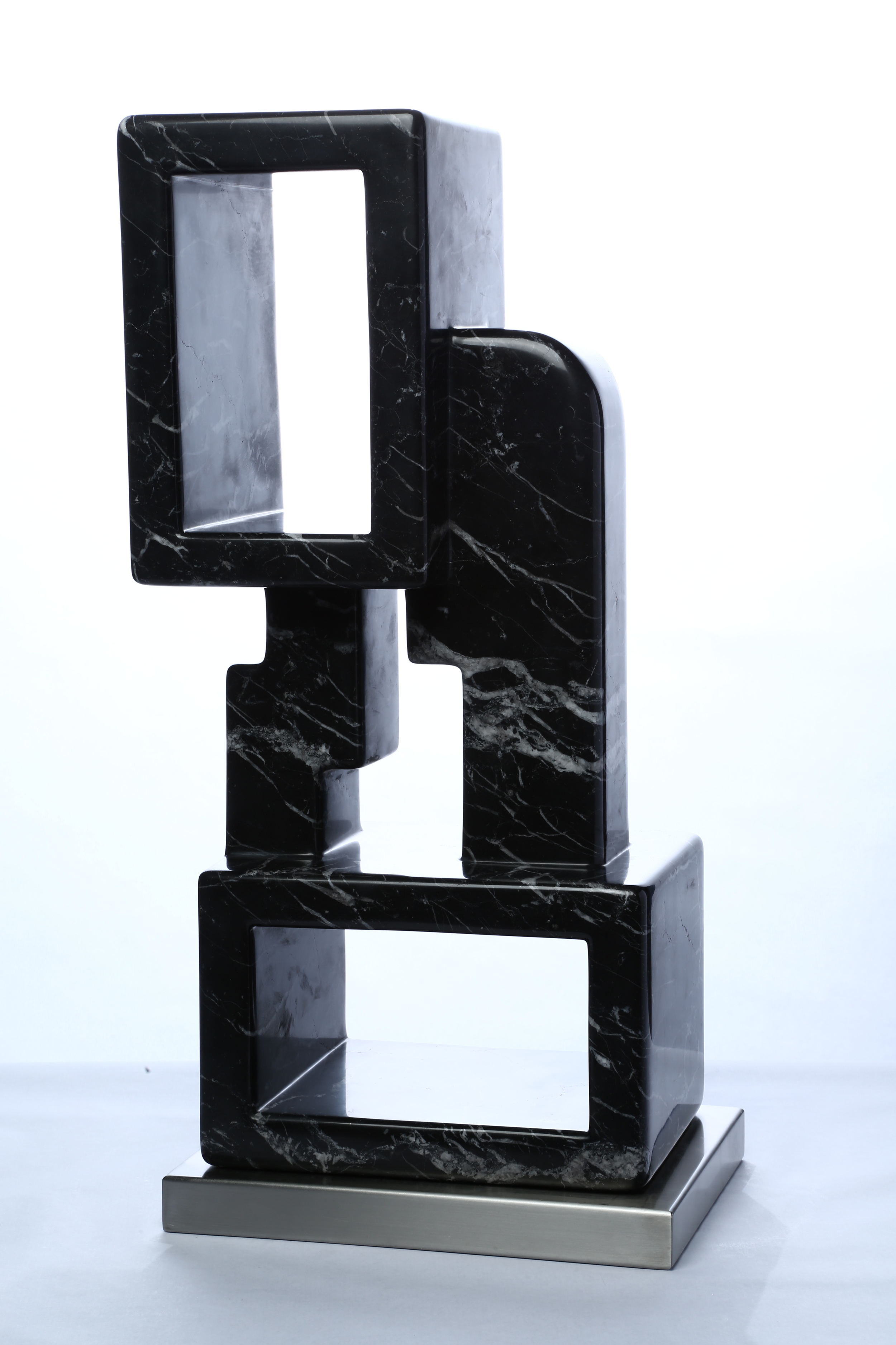    Space Equilibrium V    Marquina Marble 14¼” x30” x 14¼”&nbsp; 