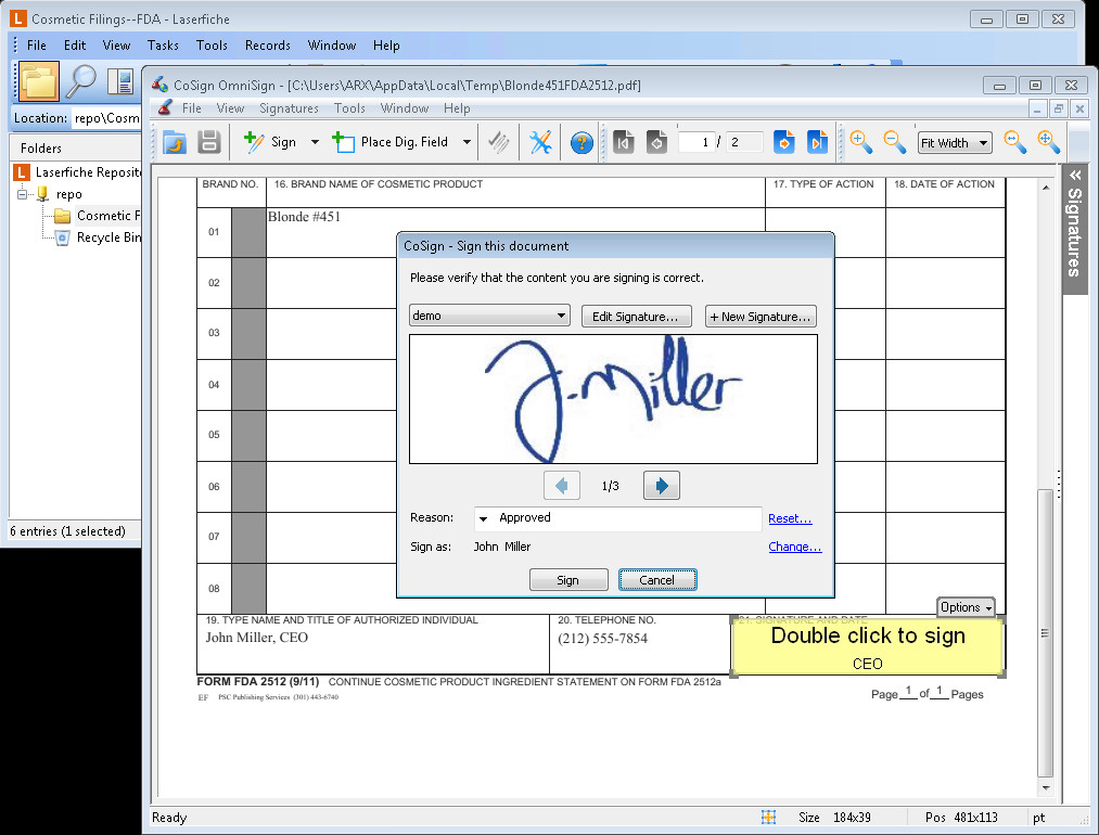 Integrating ECM with a digital signature tool helps organizations easily collect signed documents while ensuring the signing party is the person he claims to be.