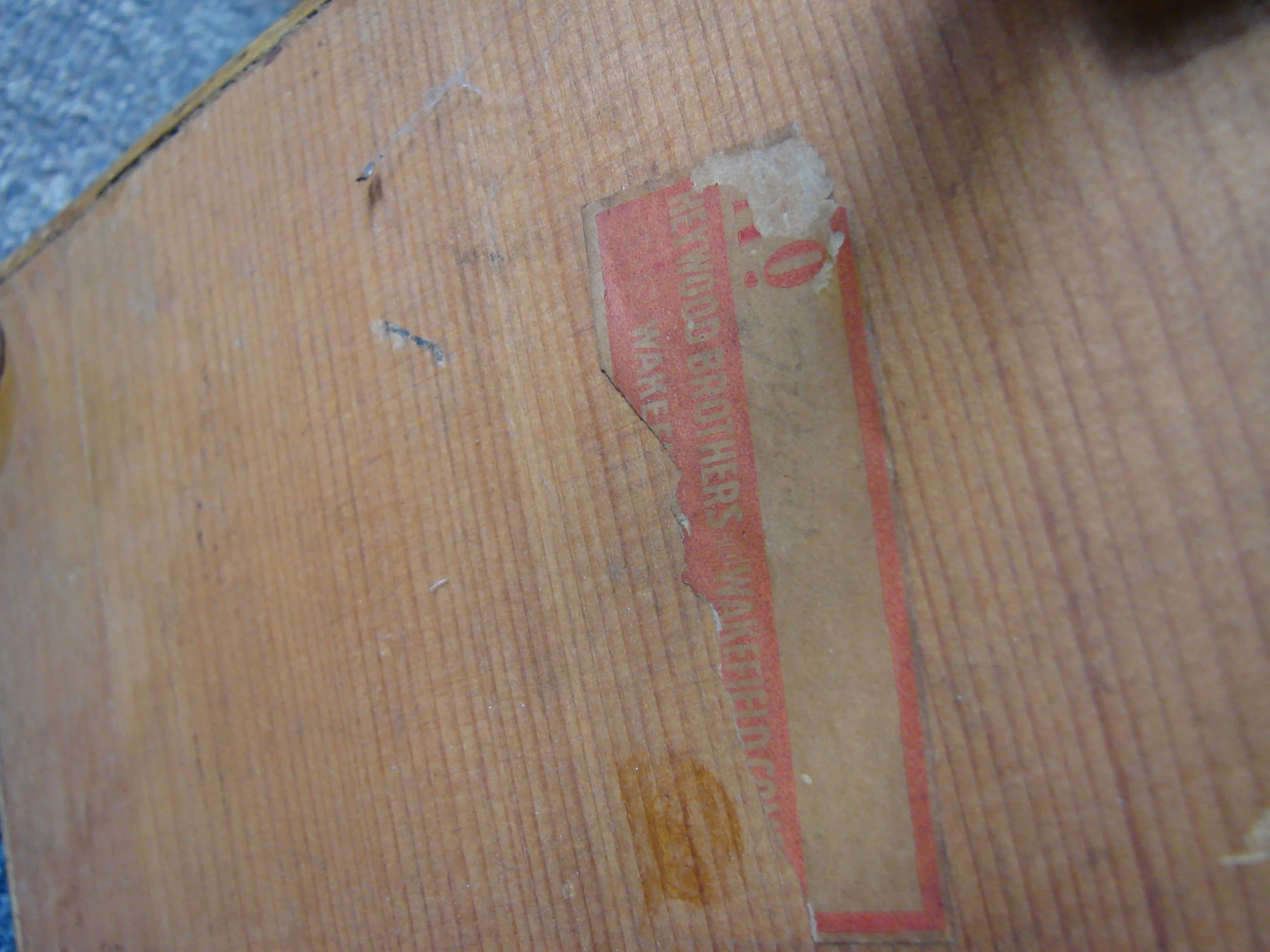 paper label from the Heywood Wakefield factory