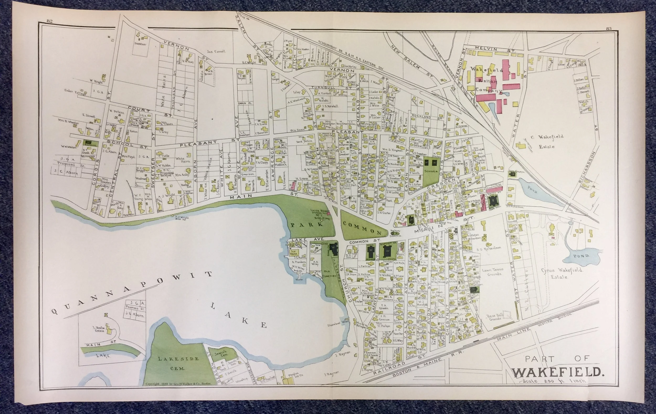 Antique 1889 Map of Wakefield