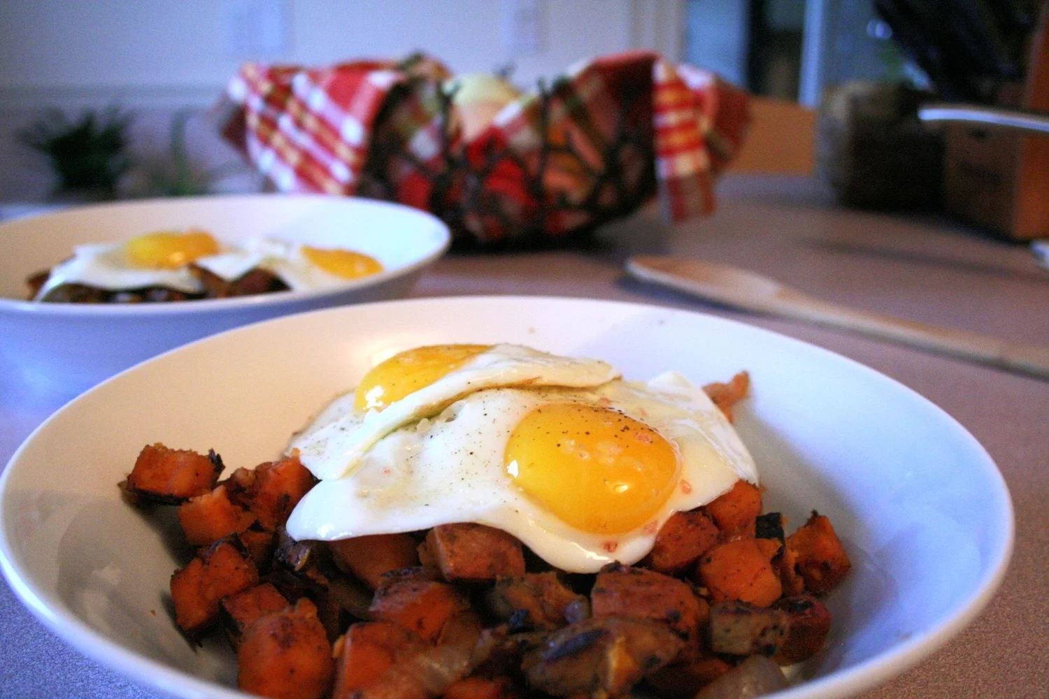 Sweet Potato Home Fries with a Fried Egg