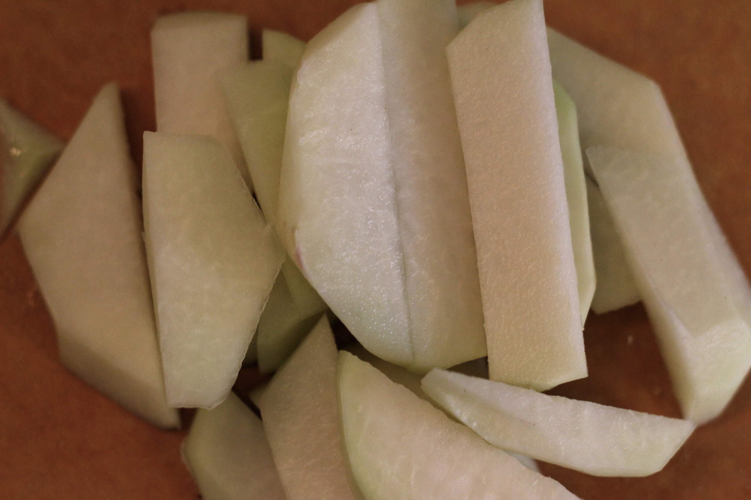Kohlrabi: not as colorful on the inside, but still delicious.