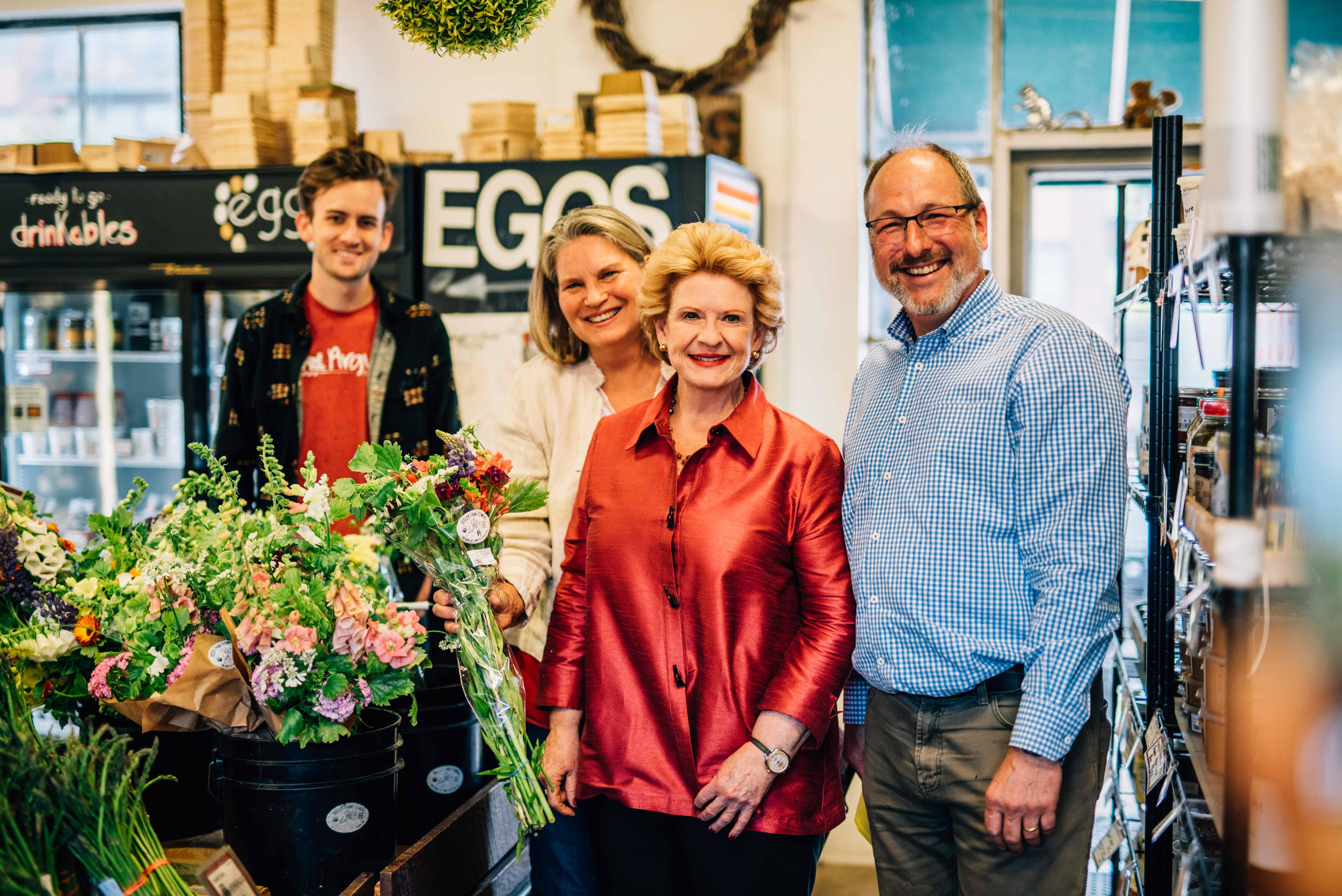 Debbie Stabenow with the founders of Argus Farm Stop in Ann Arbor, Michigan