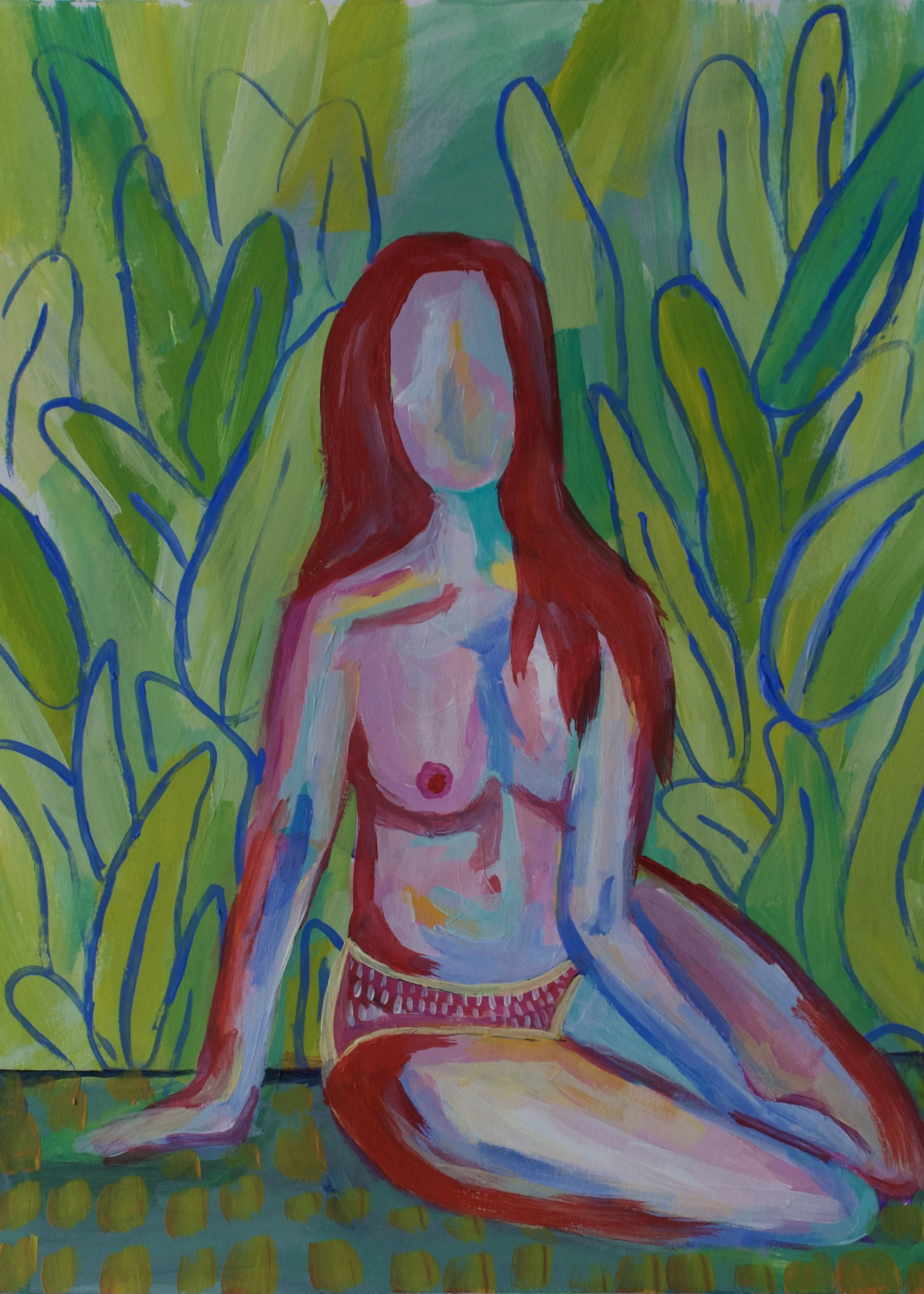 Lady and Palm Leaves