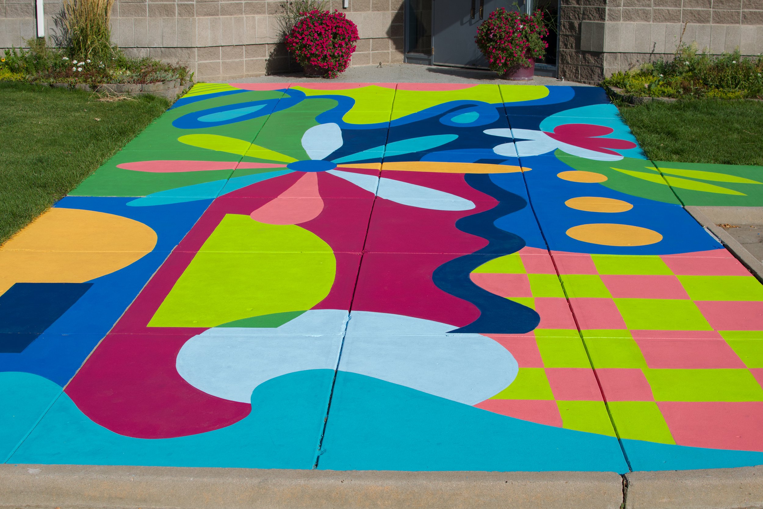 "Footprints of Fun", 36 ft x 18 ft, left sidewalk - 6 ft x 36 ft, right sidewalk - 27 ft x 6 ft, Chimney Park Pool - Windsor, CO