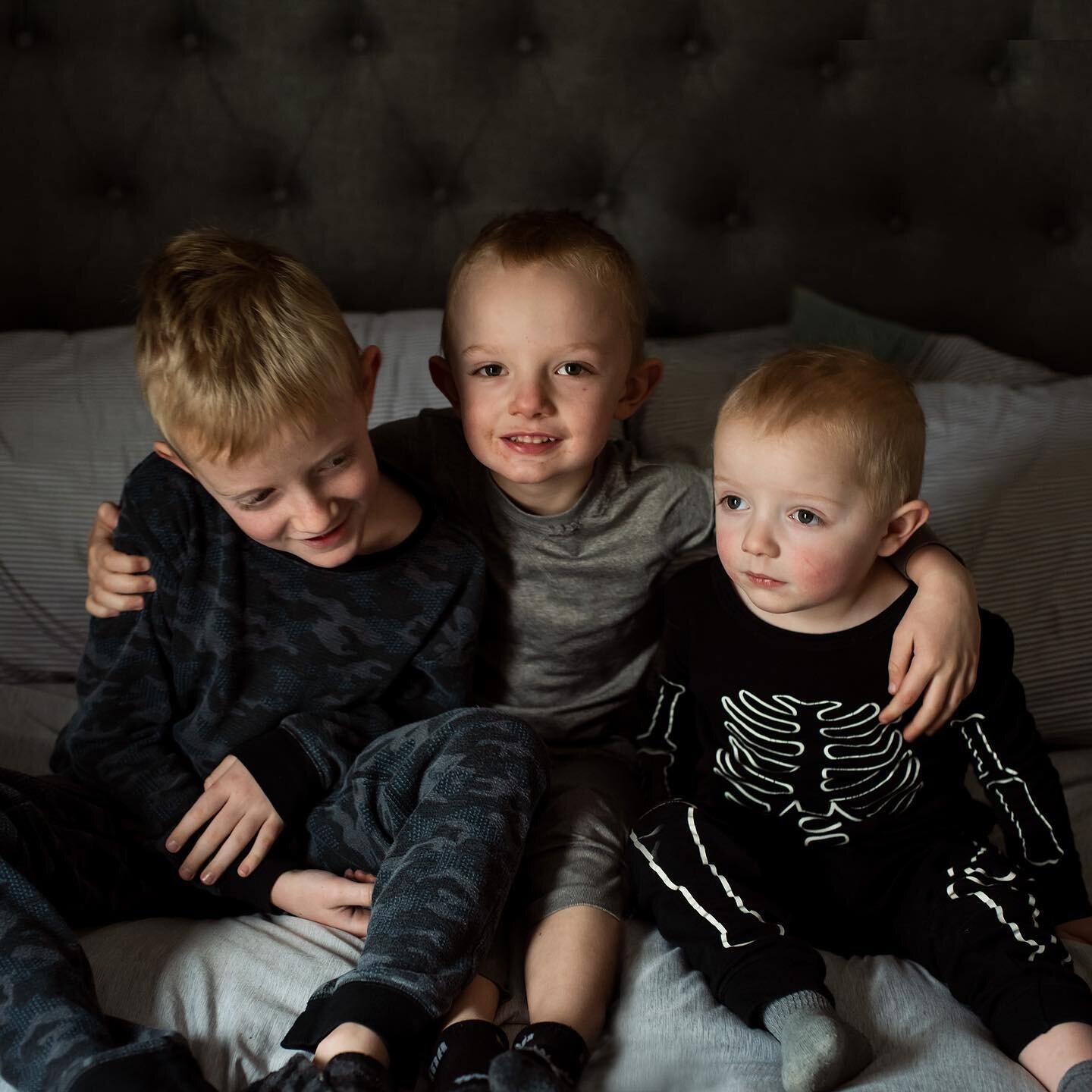 Cold &amp; snowy morning at the farm means extra cuddles in mom&rsquo;s bed. Our bedroom has a door at the bottom of their stairs and one that goes to the living room. Little boys are always passing through and stopping for cuddles which is my favori