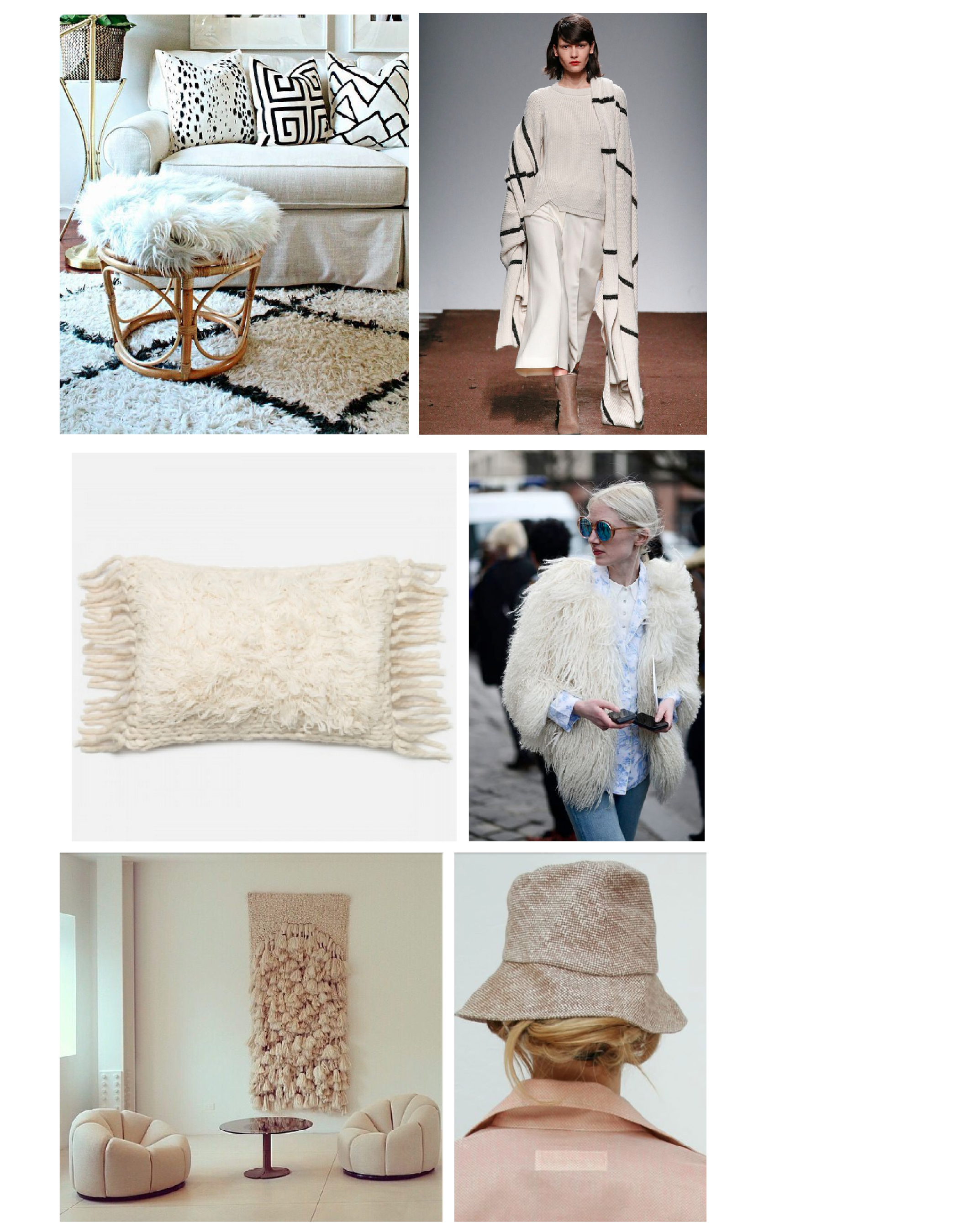 Row1 : Black and white living space by PopSugar Home // Insane outfit by Christian Wijnants . Row 2: Quila Pillow // Amazing Jacket . Row 3: Pierre Paulin // Tweed Hat from Beklina . 