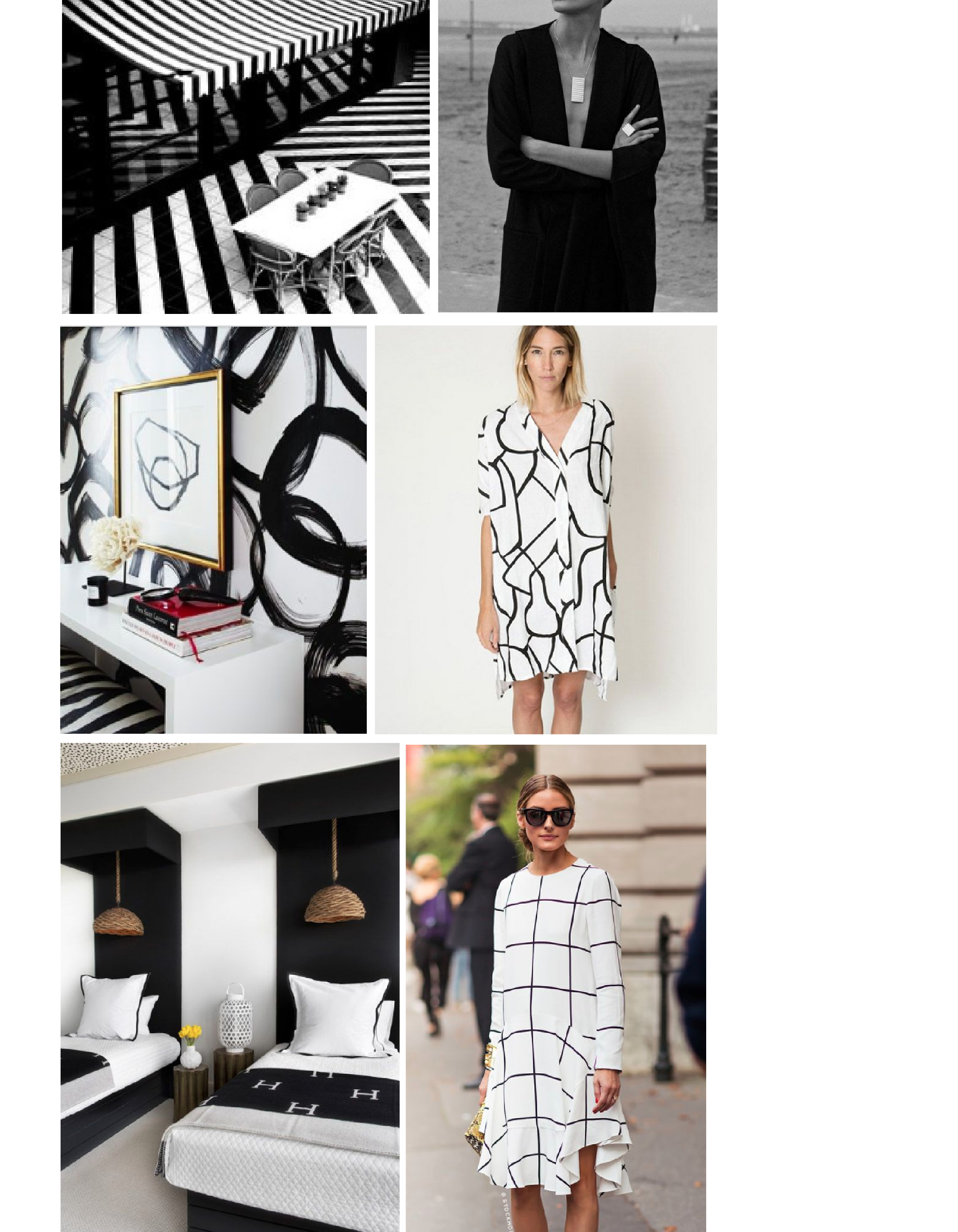 Row 1: Image from Tennka Gammelgaard // Source Unknown. Row 2: Porter Teleo inspired walls from Carla Aston Designed // Great tunic by Ilana Cohen . Row 3: Lee Kleinhelter bedroom // Olivia Palermo from Who, What, Wear . 