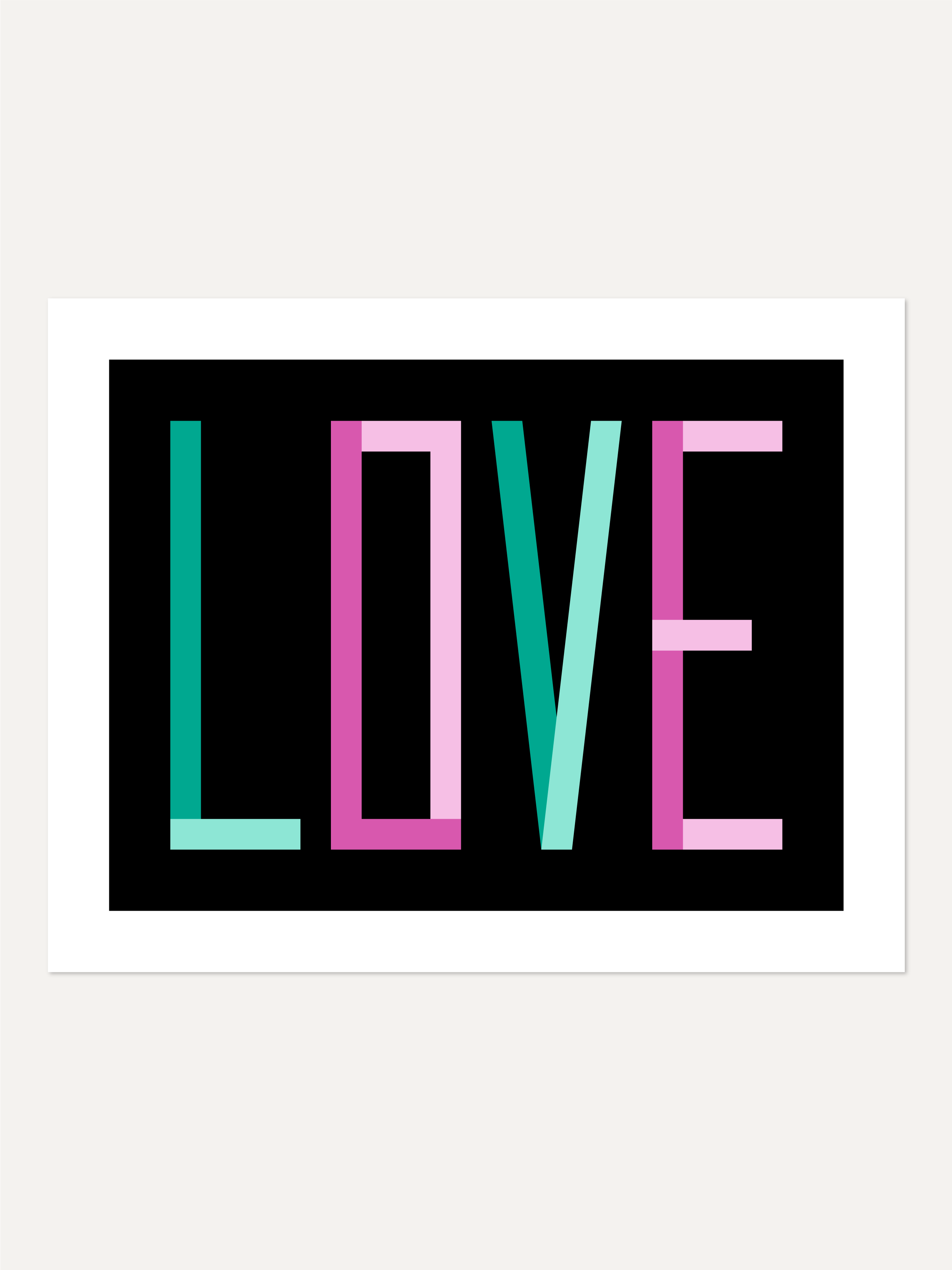Love Print / Green and Fuchsia