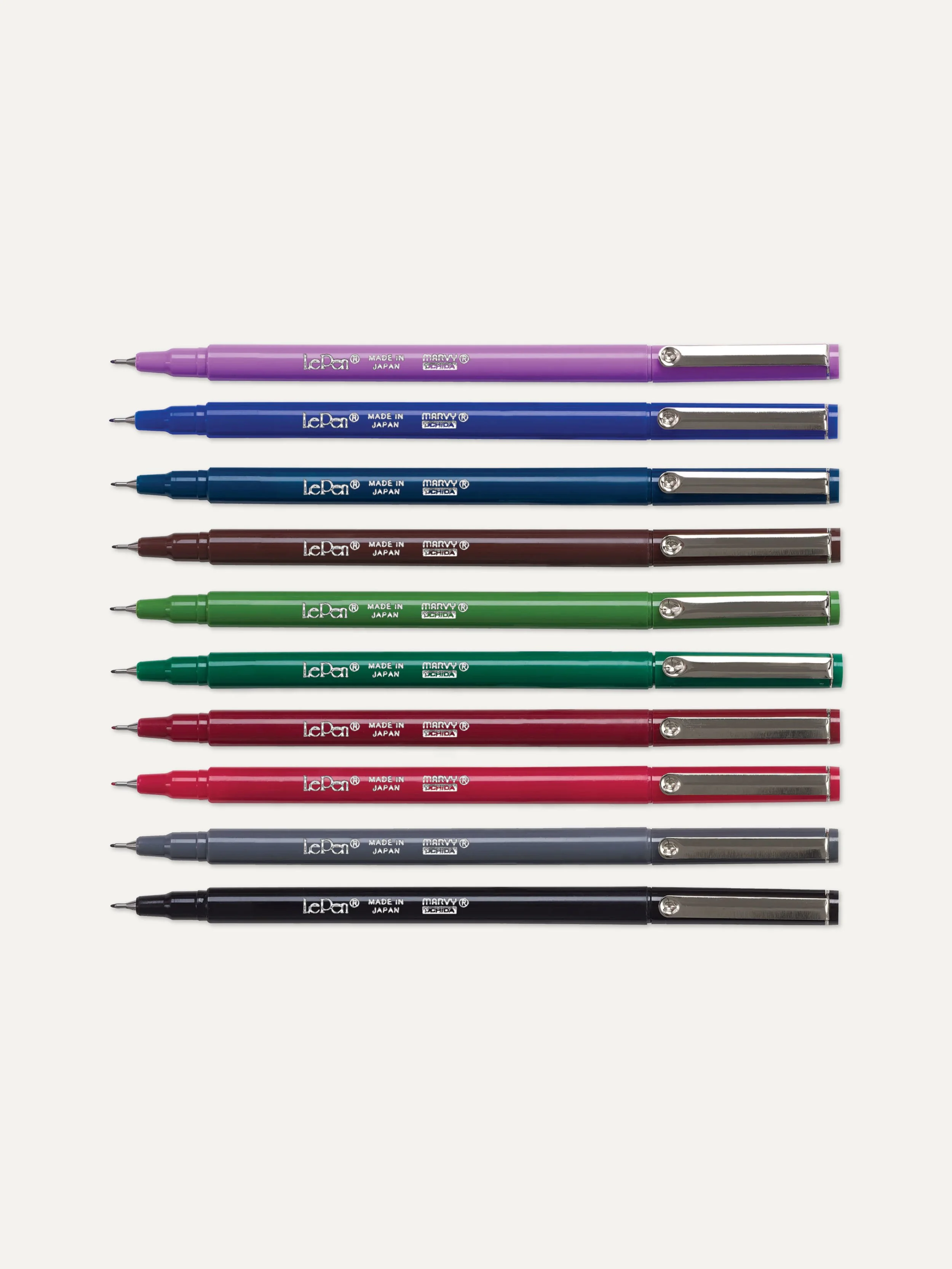 Marvy Uchida LePen Fine Line Marker Set, Dark Colors, Set of 10