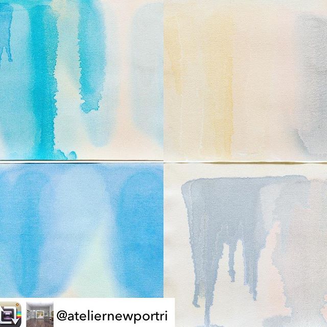 New studies available #regram #repost @ateliernewportri Shades of blue, grey, gold and blush :: Pour Studies::
@amandasfenlonart #abstractart #dividedmind #newportri #newportartgallery #summertime