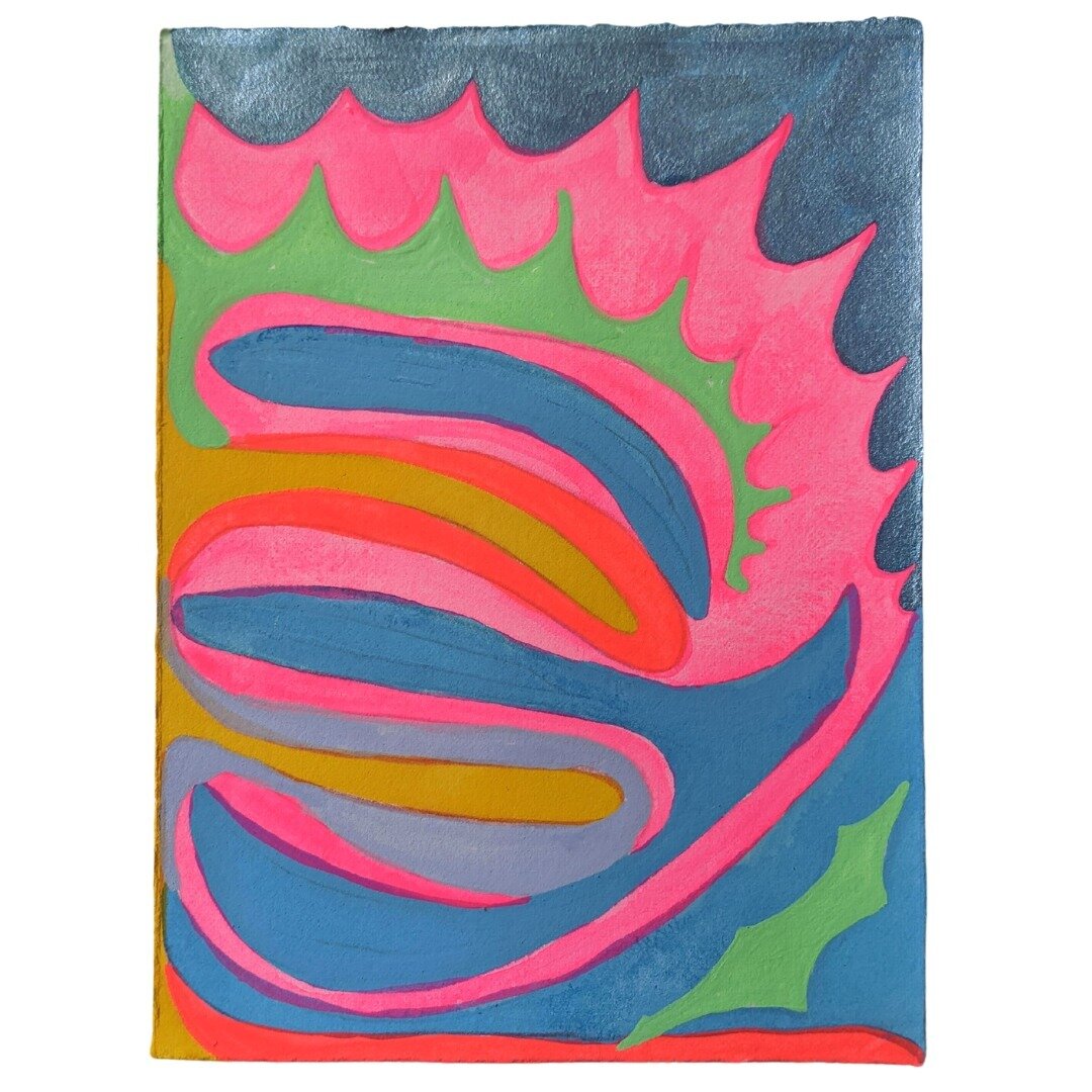 Leading up to our Open Studio Holiday Party this Sat. Dec. 17 from 2-8. 

&quot;Untitled no. 4&quot;, 2022, acrylic gouache on paper, 5 x 7 inches, unframed. I enjoy the playful quality of the complimentary colors in this work. It keeps folding and p