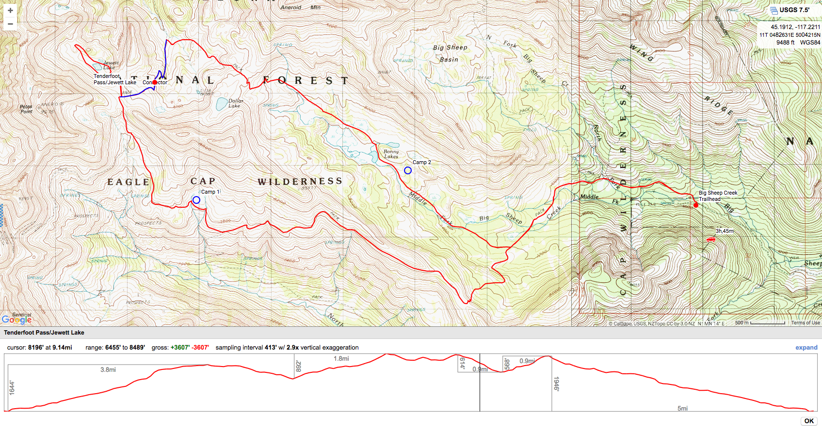 Map and Elevation Profile 15.8 Miles Total.