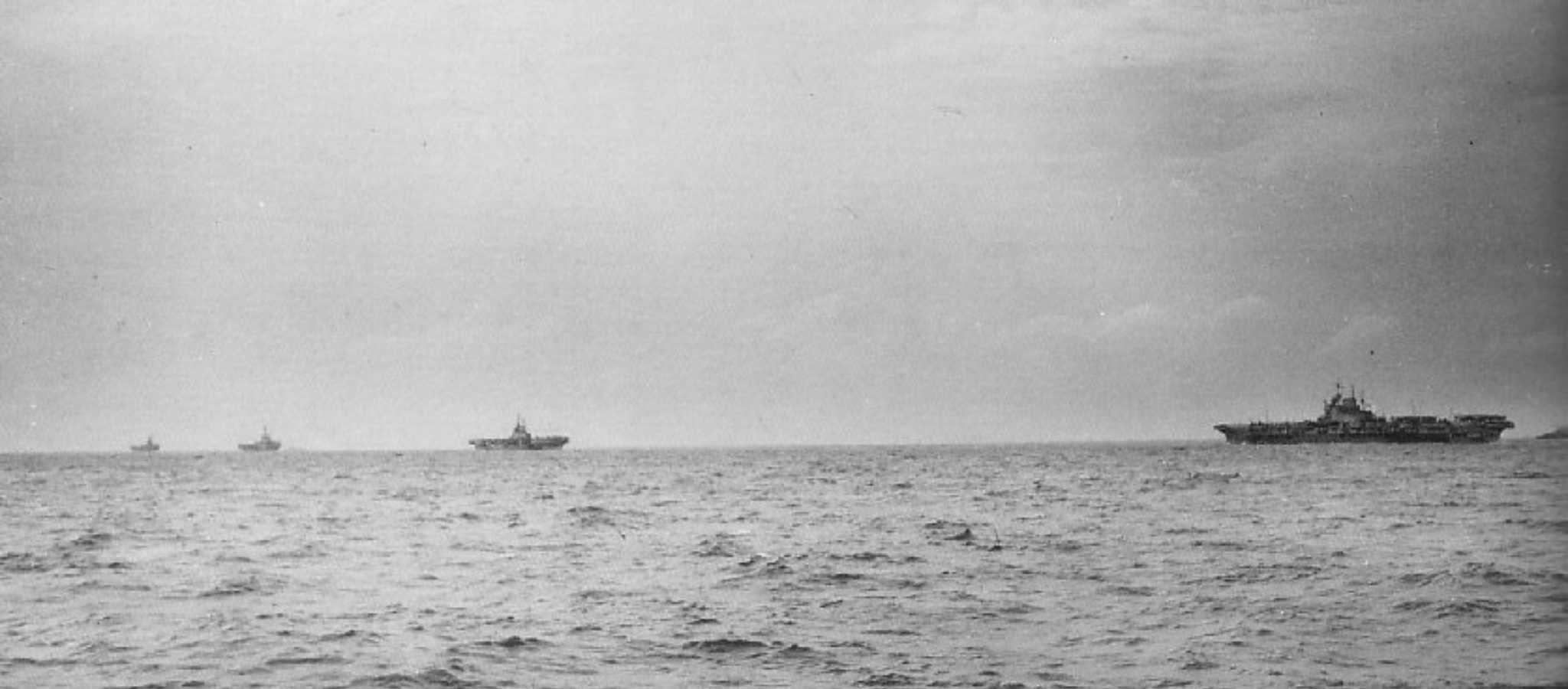 The four active fleet carriers of the BPF in line-ahead formation.