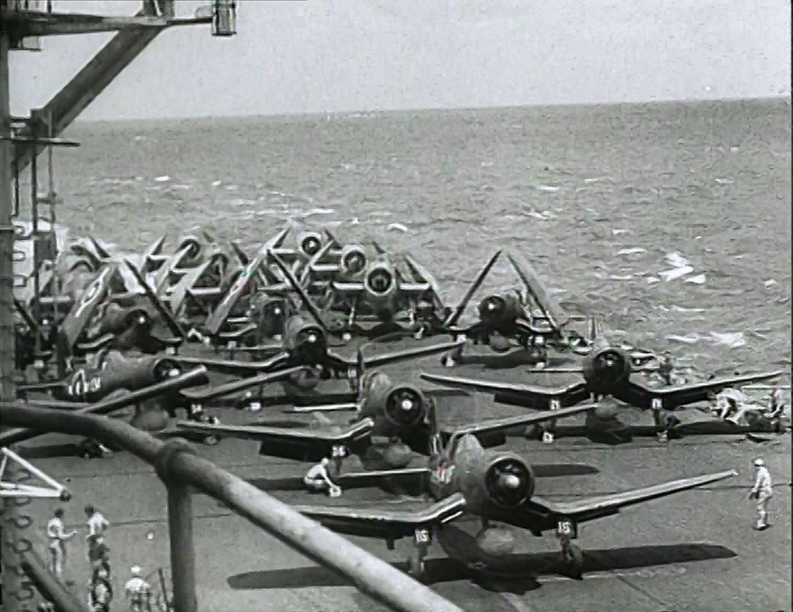 A strike of Corsairs and Avengers is launched from HMS FORMIDABLE.