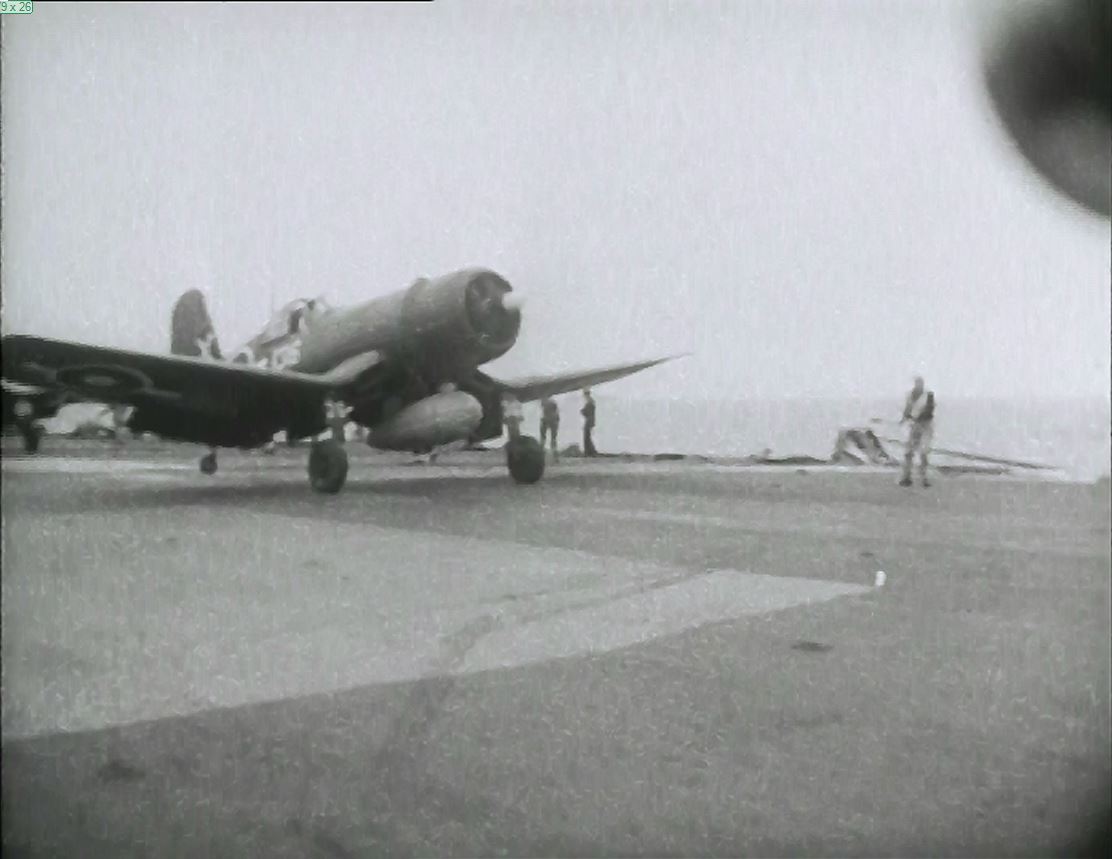 A Corsair launches from HMS FORMIDABLE.