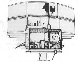 The Type 271 'cheese' antenna, as contained within the protective 'lantern' style perspex protective casing. This first generation centrimetric (S-band) surface-search radar could spot a periscope at 1300yards, and a surfaced submarine at 5000 yards. It was accurate to within 2-3 degrees and 250 yards. Capital ship ranges were about 11nm (12.6 miles, 20km)