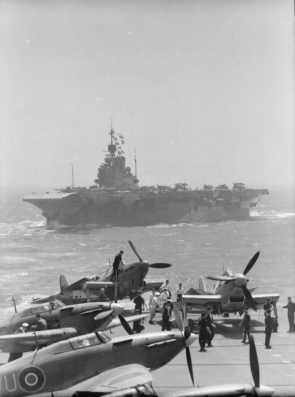 HMS INDOMITABLE from the aircraft carrier VICTORIOUS during the Pedestal Malta convoy.