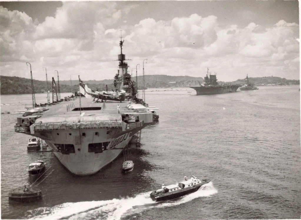 HMS ILLUSTRIOUS and USS SARATOGA in Trincomalee.