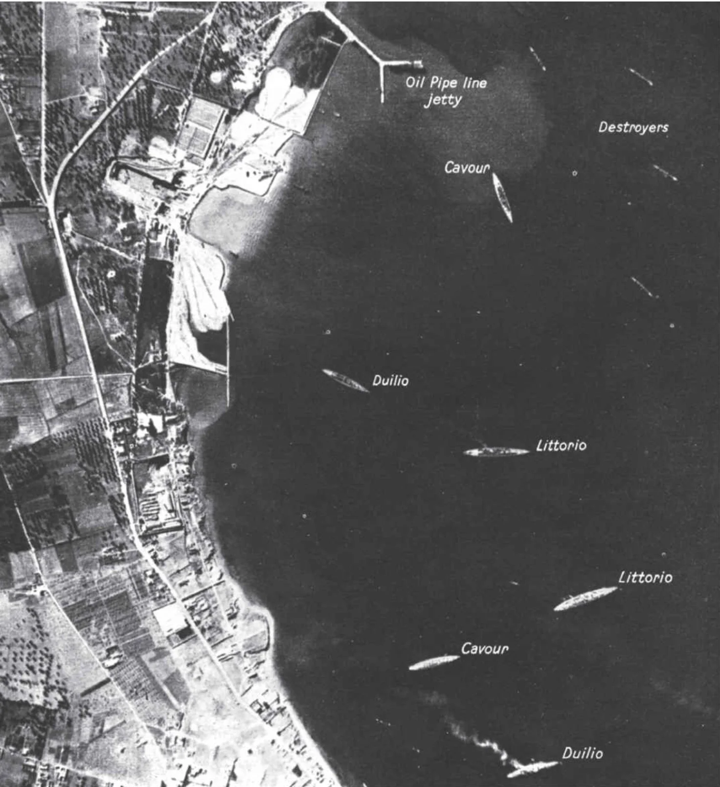 One of the reconnaissance photographs delivered to HMS ILLUSTRIOUS the day before Operation Judgement.