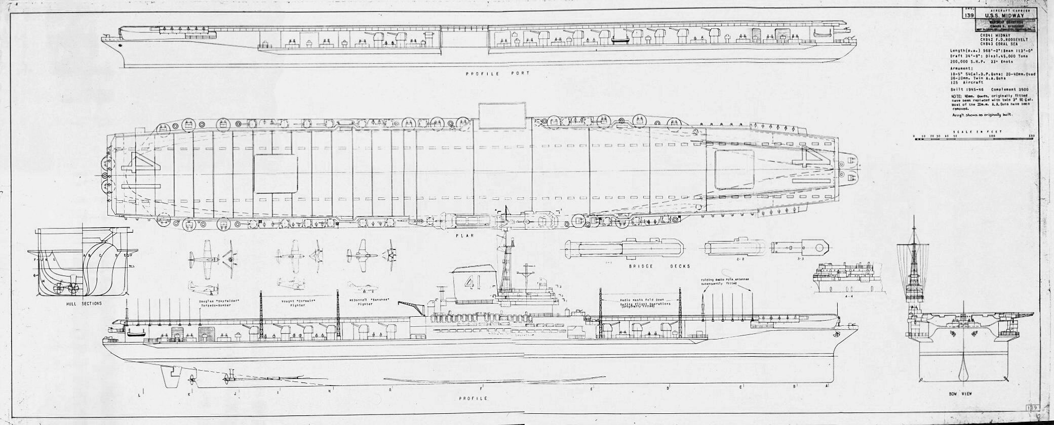 USS MIDWAY ship plans 