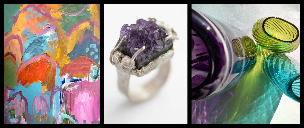 LIVE LIFE BRIGHT by Myra Mitchell /ULTRA VIOLET ring - Salli Coppin / GLASS by Gerry Reilly scroll down for more works available for sale