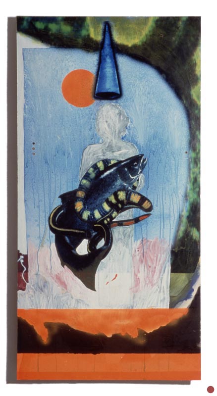  water, oil &amp;&nbsp;spraypaint on inkjet on board, 32"x62", 1997 
