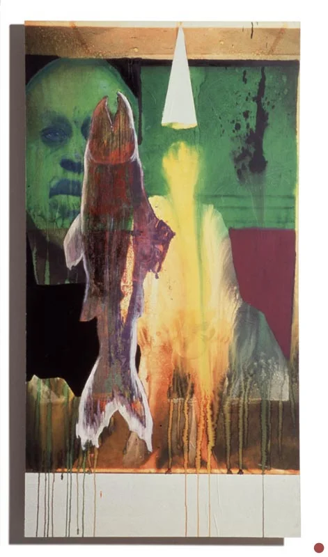 water & acrylic on inkjet on board, 32"x62", 1997 (sold)