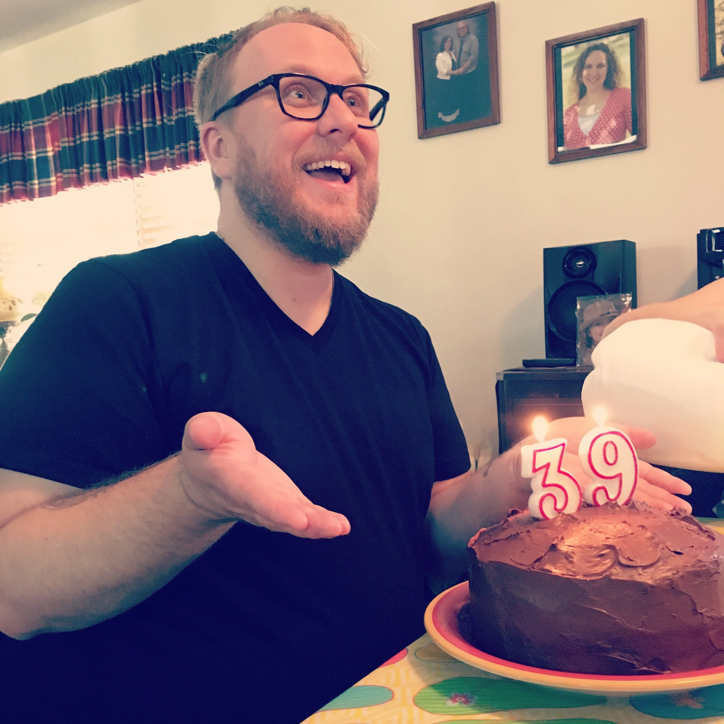 Timothy turned 39 a couple weeks after his father passed. It was a really hard day for everyone, but I did manage to get a big smile out of him.