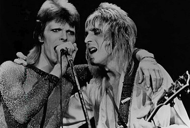 David Bowie & Mick Ronson performing circa Spiders from Mars era