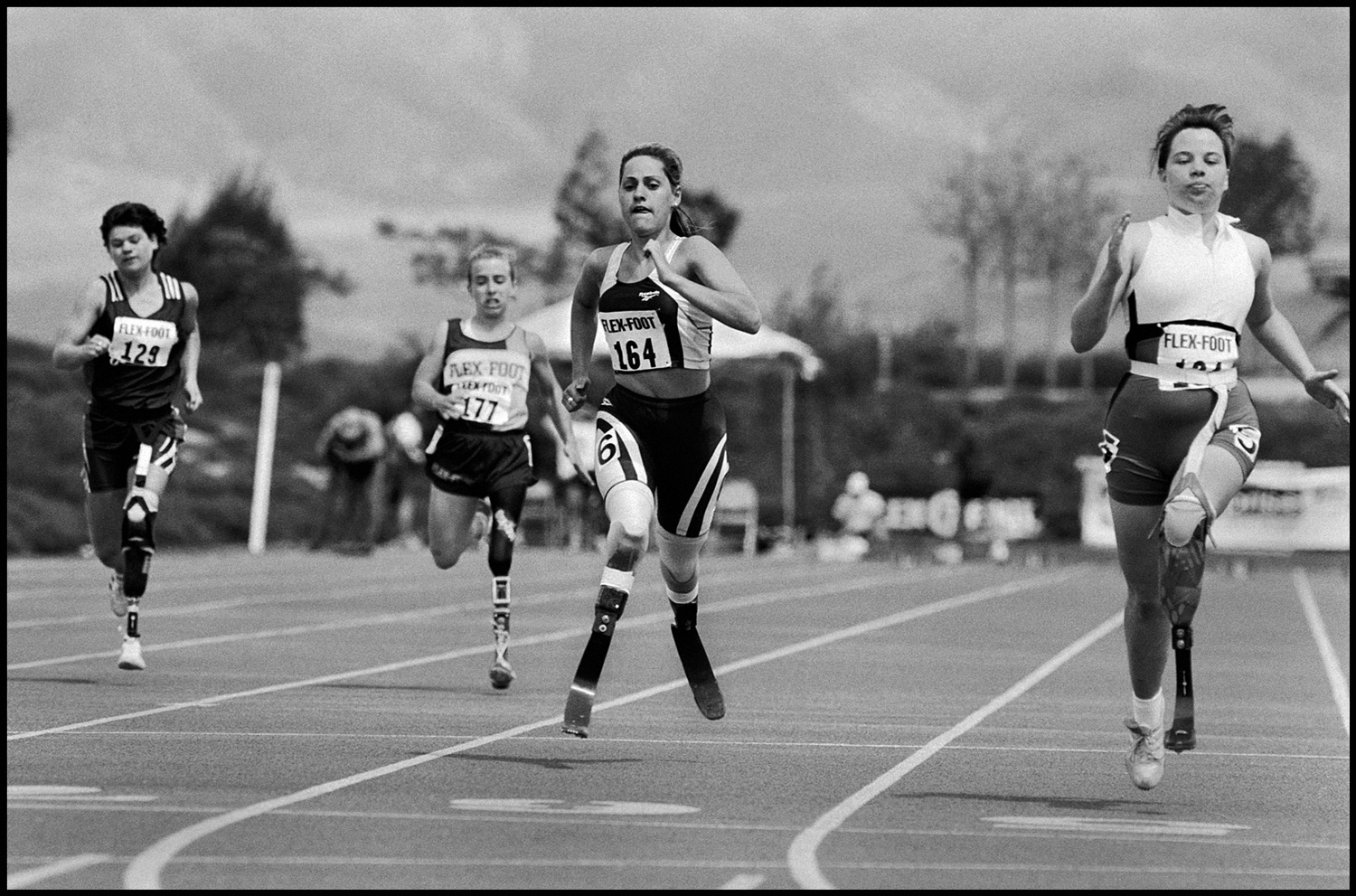 Running trials in Sacramento to qualify for the ’96 Paralympics in Atlanta.