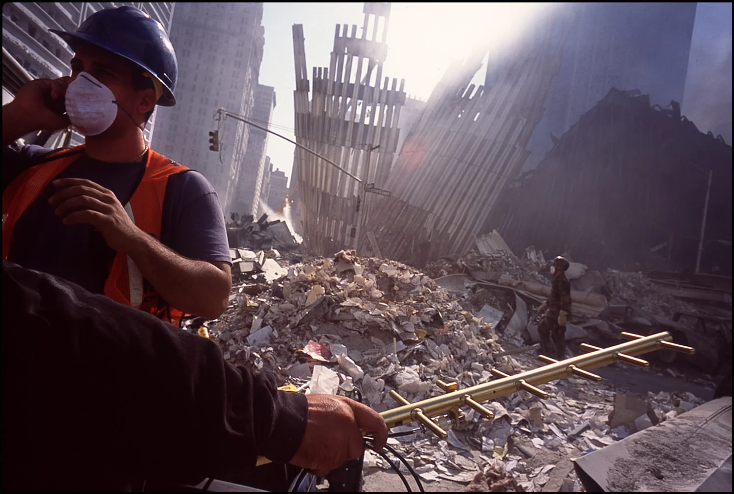 One week later, the towers were down and rescue workers tried in vain to track survivors through cell phone transmissions.