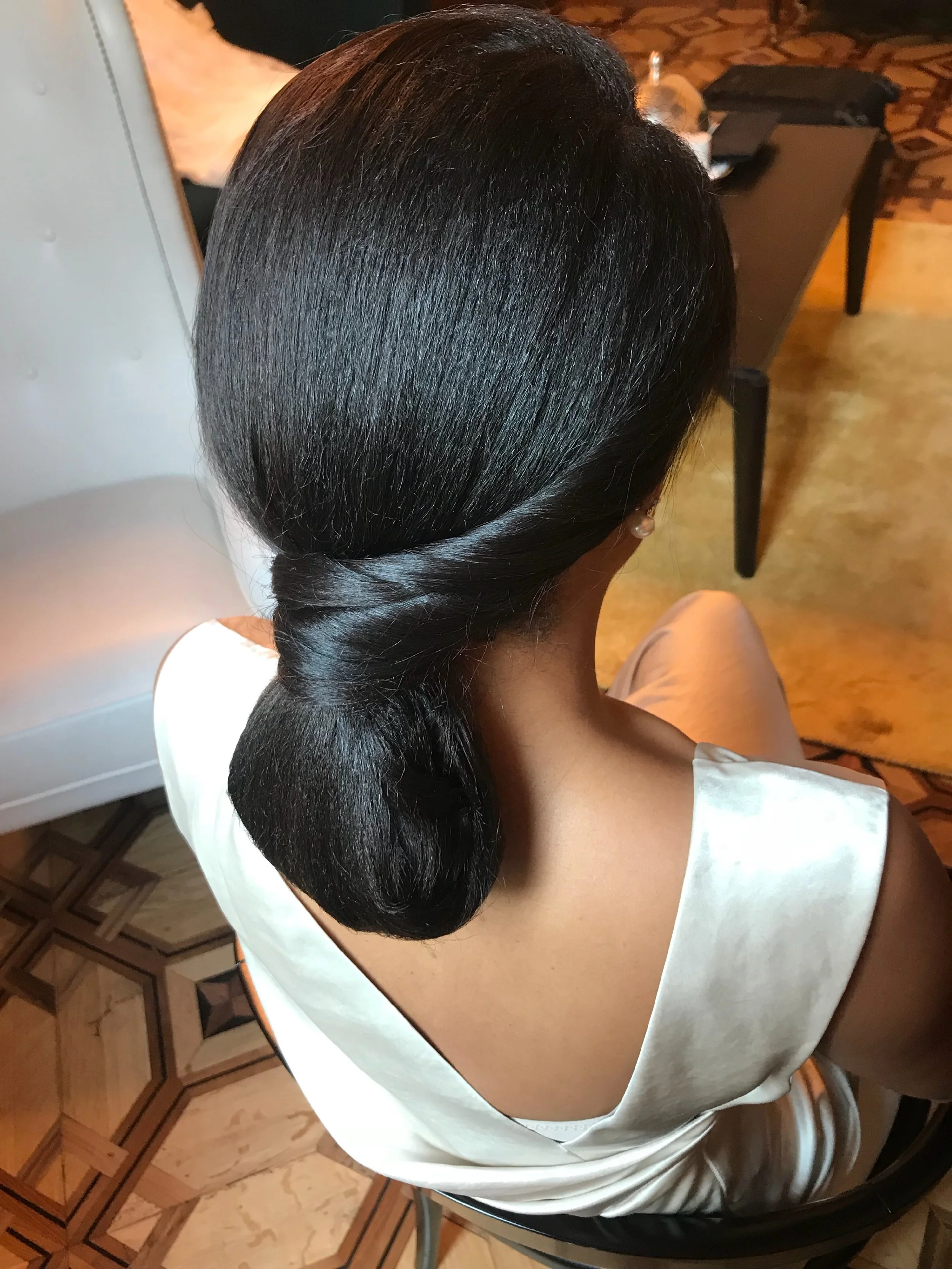 Sleek Bridal Low-do on Afro Hair Texture