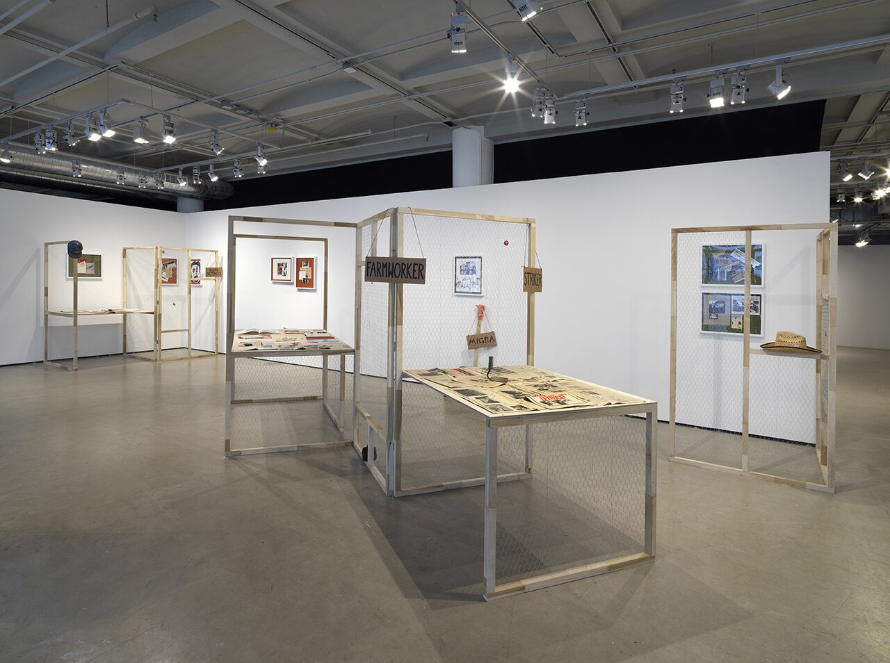  Josh Rios, Anthony Romero, and Deanna Ledezma,  Ballad of the Uprooted , installation view,  Re: Working Labor , Sullivan Galleries, School of the Art Institute of Chicago, 2019. Photo: Tom Van Eynde 