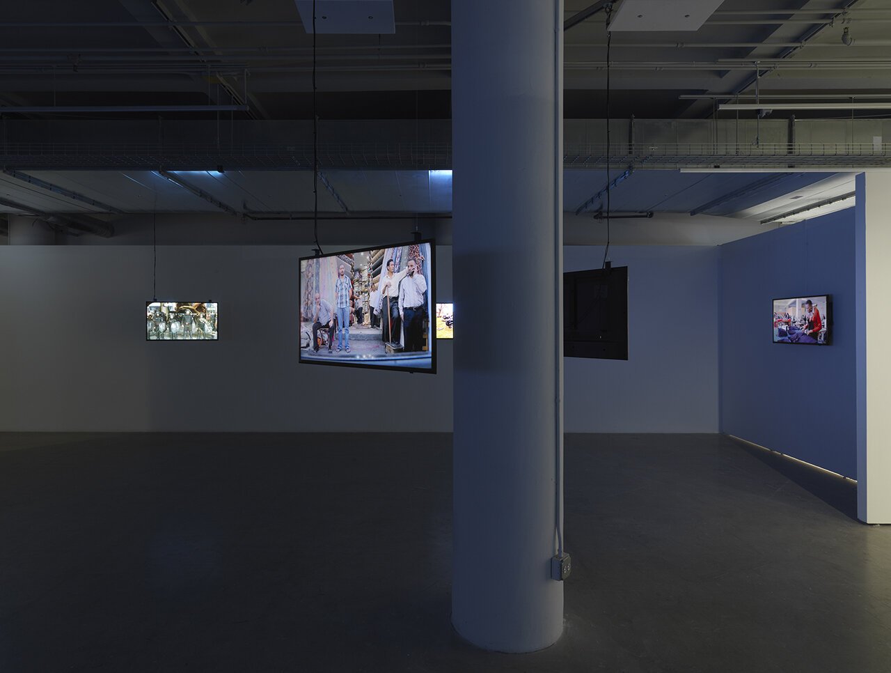  Antje Ehmann, Harun Farocki, Eva Stotz,  Labour in a Single Shot , installation view,  Re: Working Labor , Sullivan Galleries, School of the Art Institute of Chicago, 2019. Photo: Tom Van Eynde 