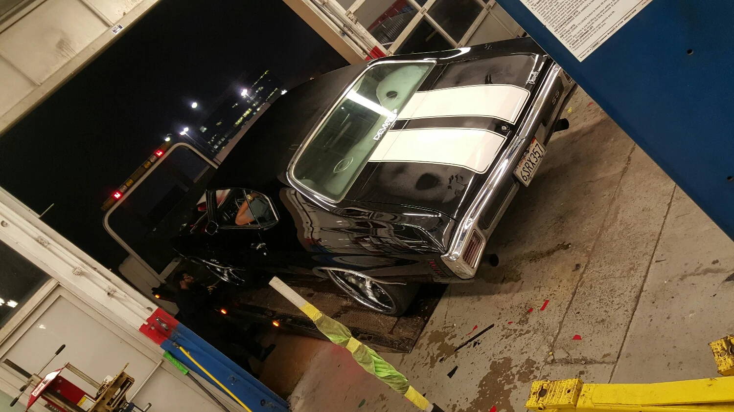 Getting off the bed of the tow truck with a broken ball joint can be tricky