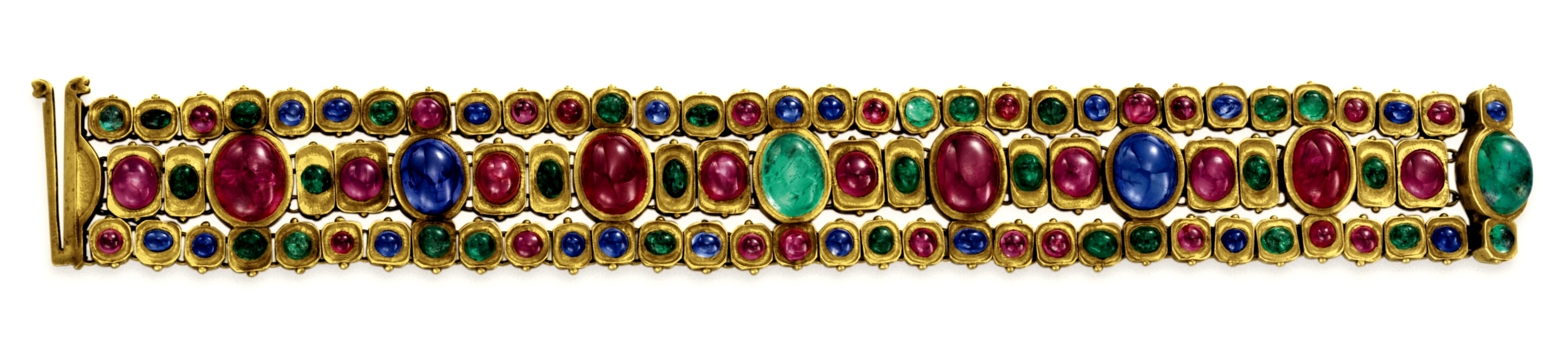 A Ruby, Sapphire, Emerald and Gold Bracelet, By Tiffany & Co..jpg