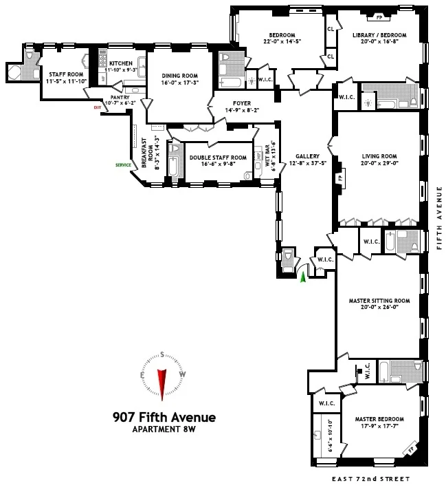 Apartment 8W at 907 Fifth Avenue, New York.