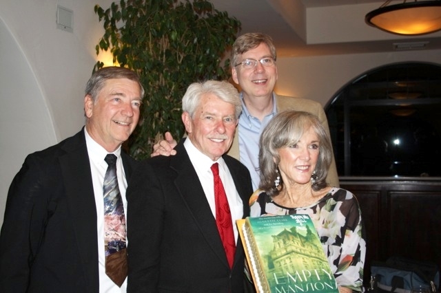 Here's a photo from one of our "Empty Mansions" events in May 2014 in Montecito, California. The three speakers are shown here, along with one of our hosts from the Montecito Historical Archives, which benefitted from our gala evening at the Montecito Country Club. From left to right are Dana Newquist, one of the directors of the archives; co-authors Paul Clark Newell, Jr., and Bill Dedman, and Barbara Hoelscher Doran, who grew up at Bellosguardo as a daughter of the estate manager and shared with the overflow audience her memories of Huguette Clark and her mother, Anna E. Clark.