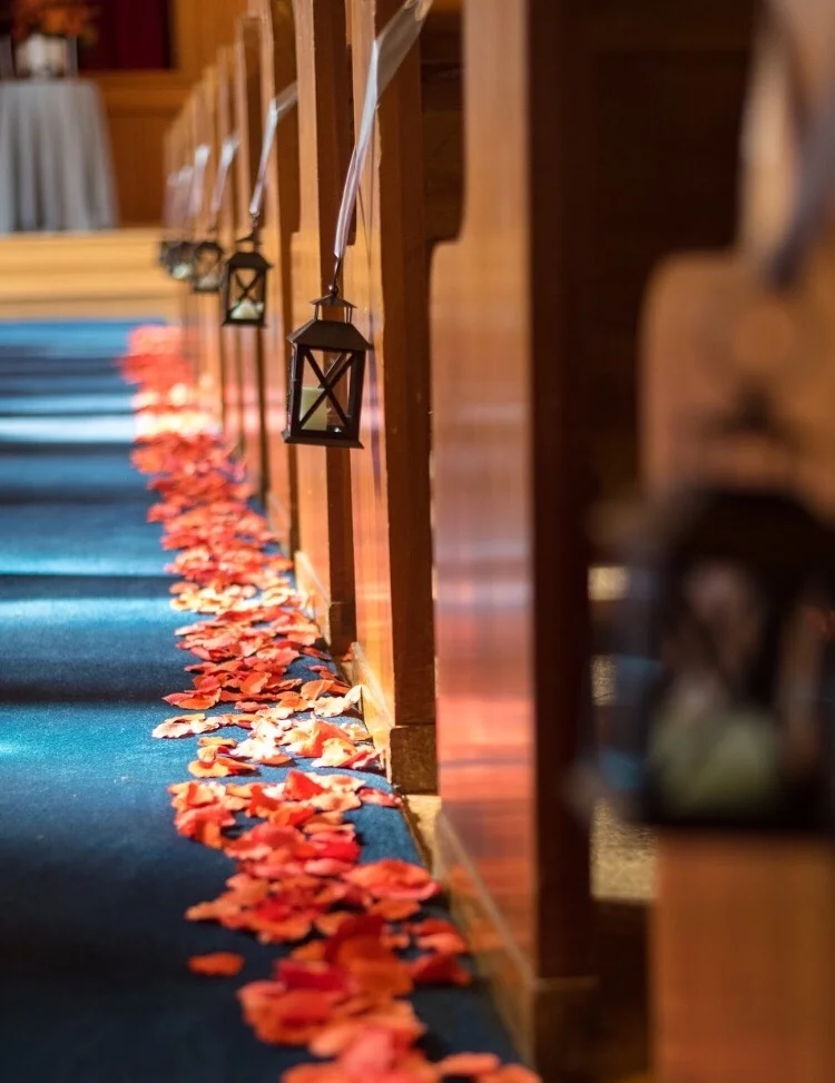 What better decor for a fall wedding than leaves? Photo credit: Spark Events