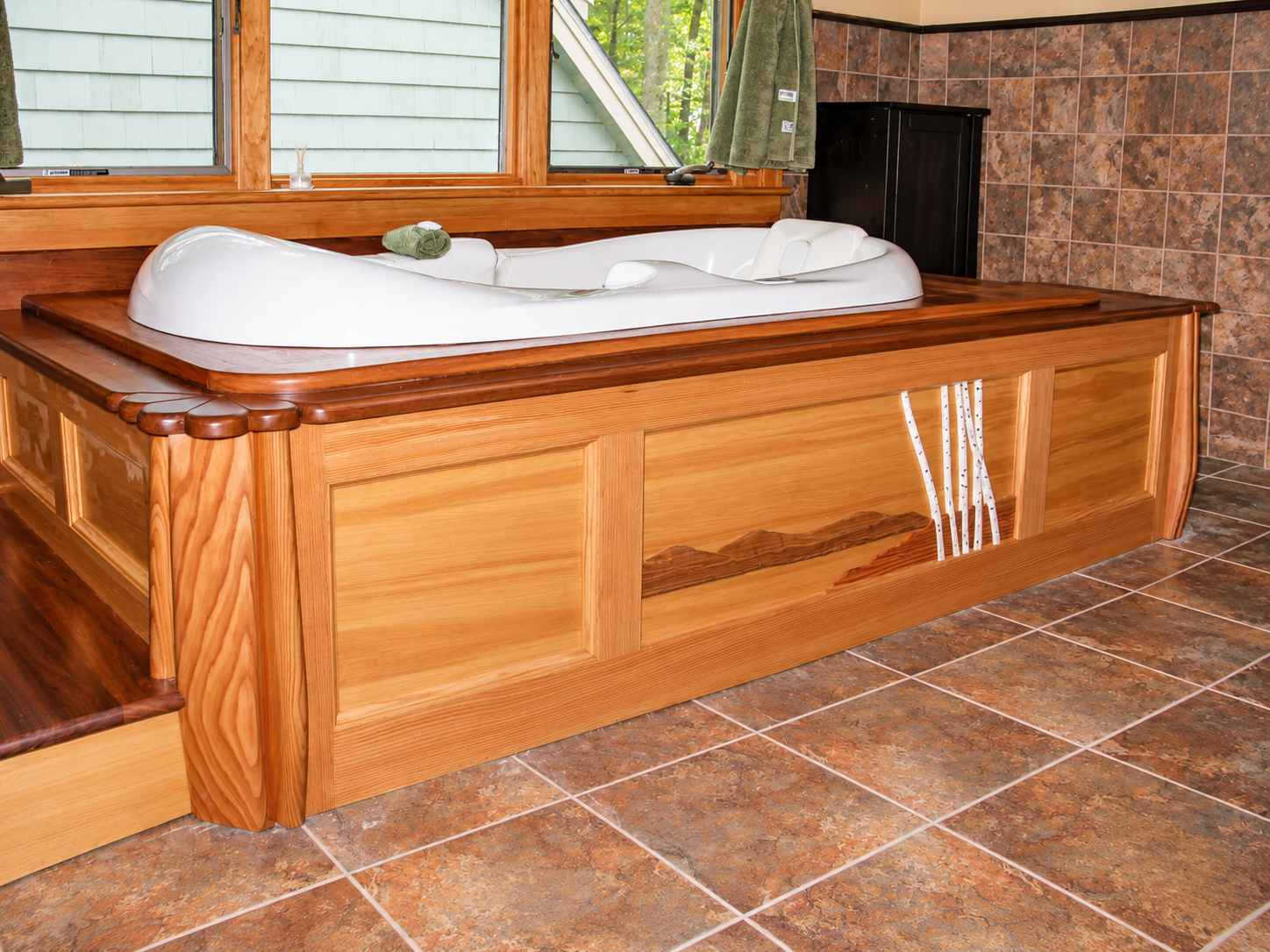 Rustic Wood-Framed Whirlpool Tub.png