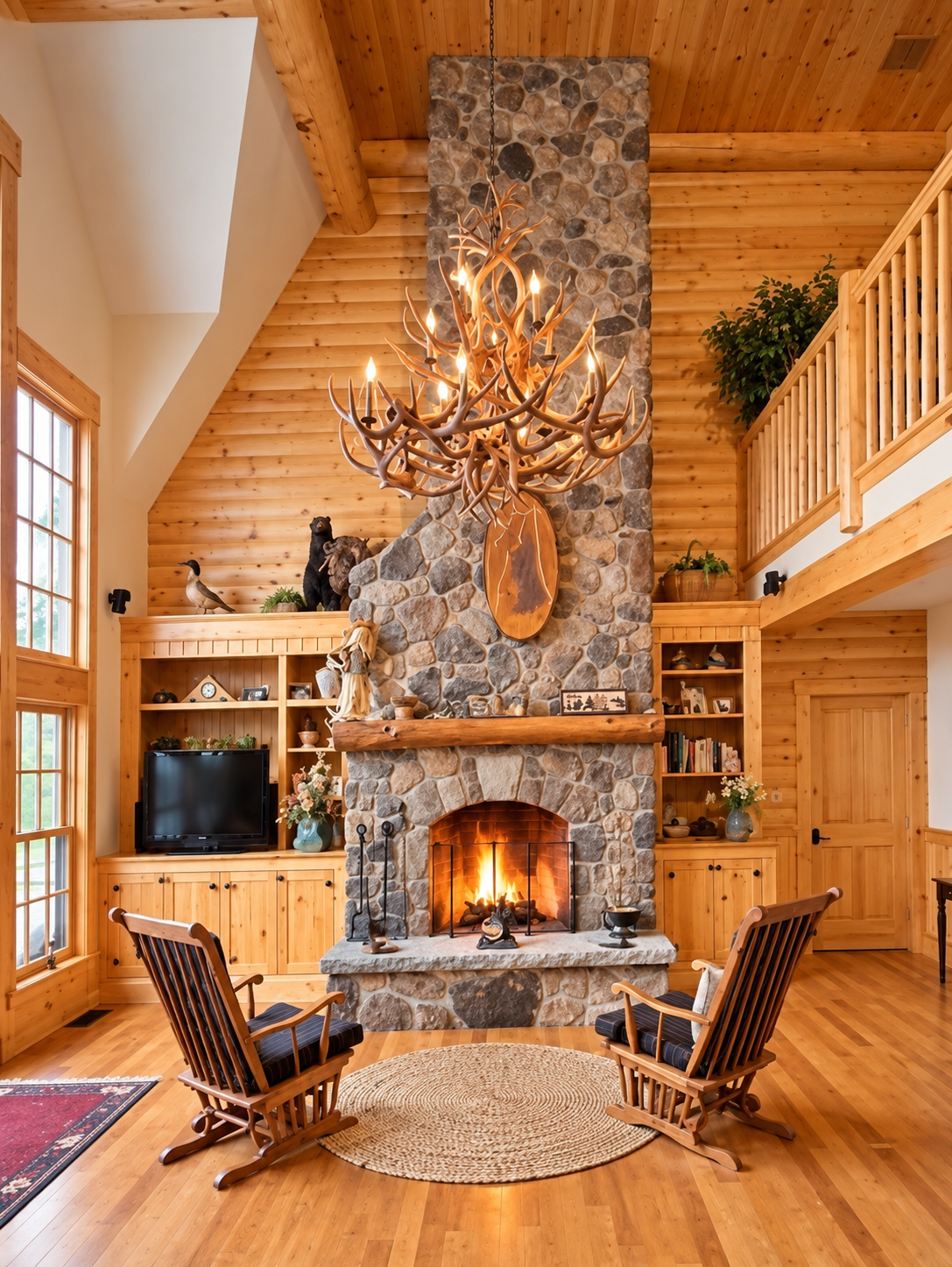 Cozy Rustic Lodge Fireplace Interior.png