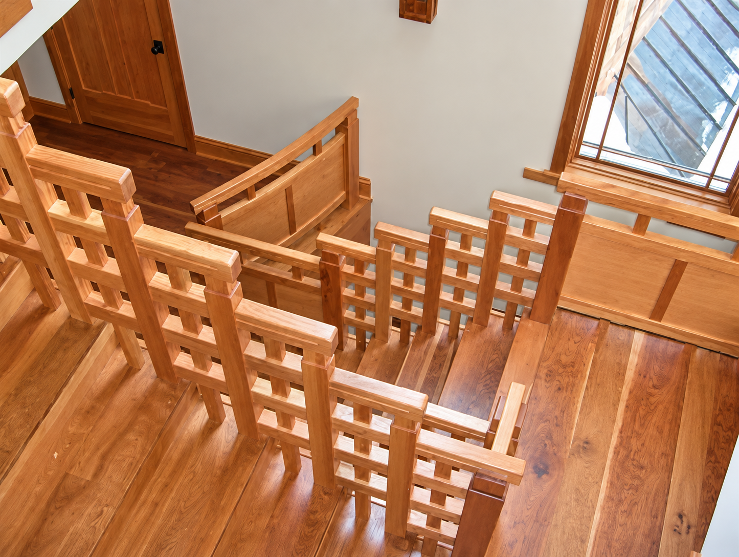 Craftsman Staircase with Geometric Railings.png