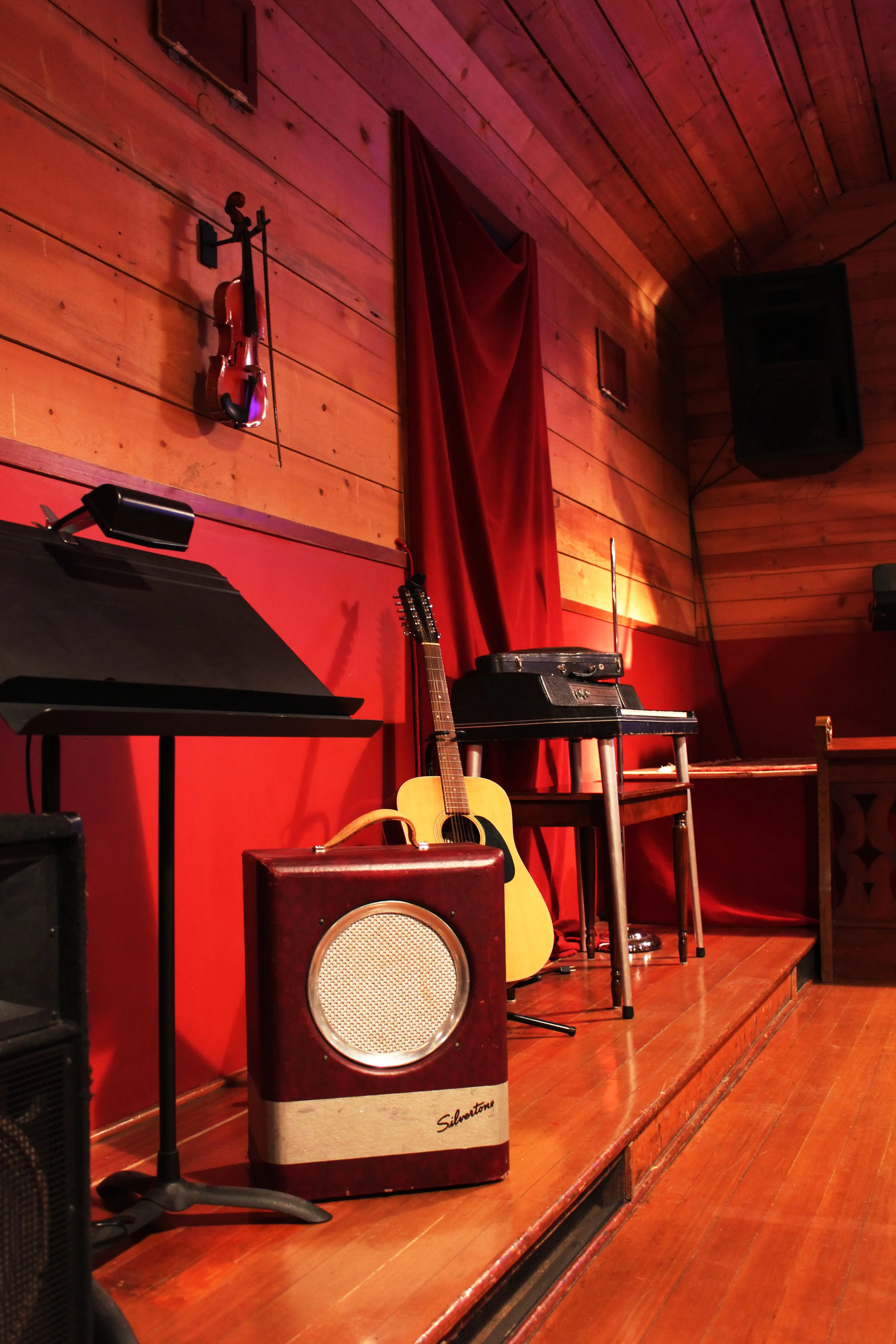 All kinds of interesting musical treasures abound inside this remodeled Grange hall.